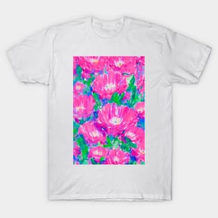 Field of pink daisies watercolor painting T-Shirt